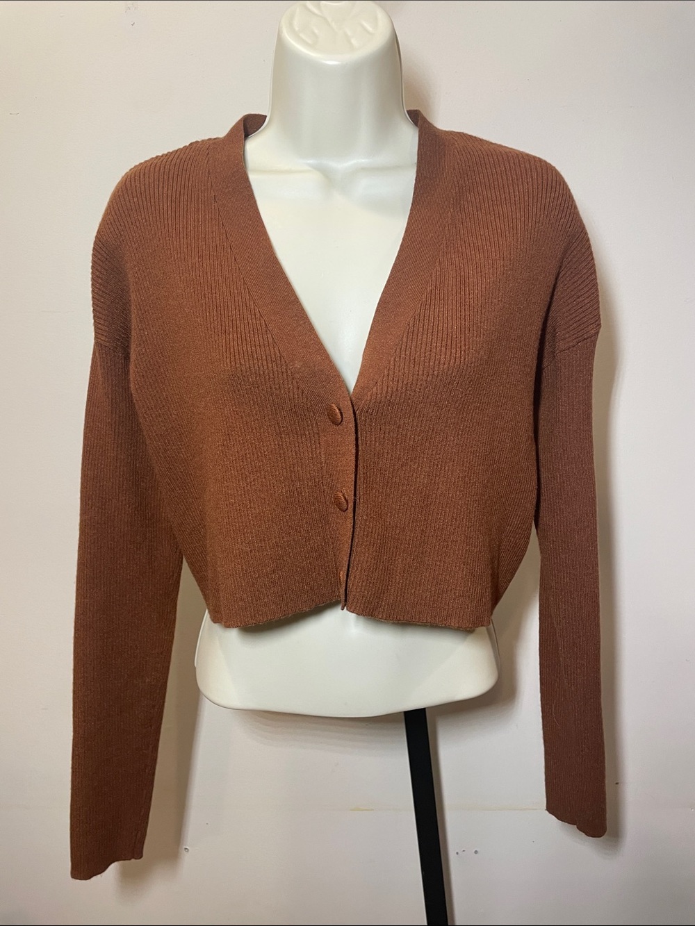 INC International Concepts Cropped Button Cardigan - Rust